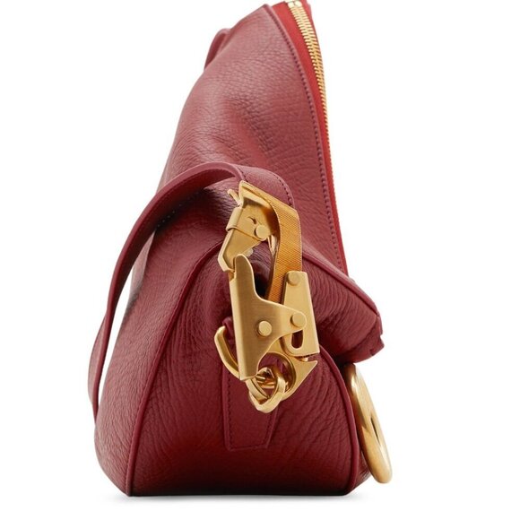 Burberry Knight Red Pebbled Leather Shoulder Bag with Gold hardware - Picture 12 of 16